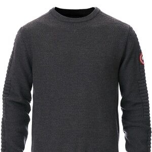 Canada Goose Gray Crewneck Sweater with Ribbed Detailing